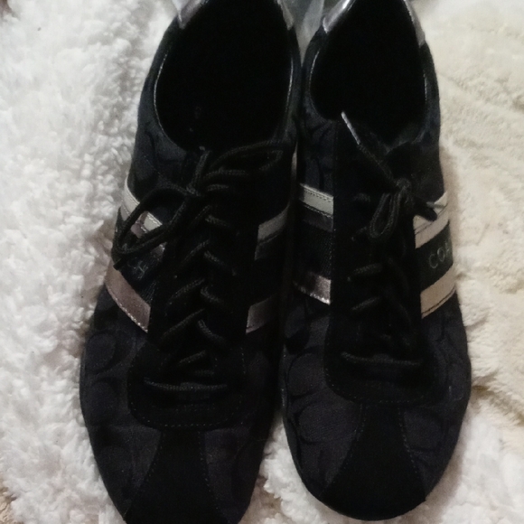 Coach Shoes - Coach Black and Silver Womens Sneakers